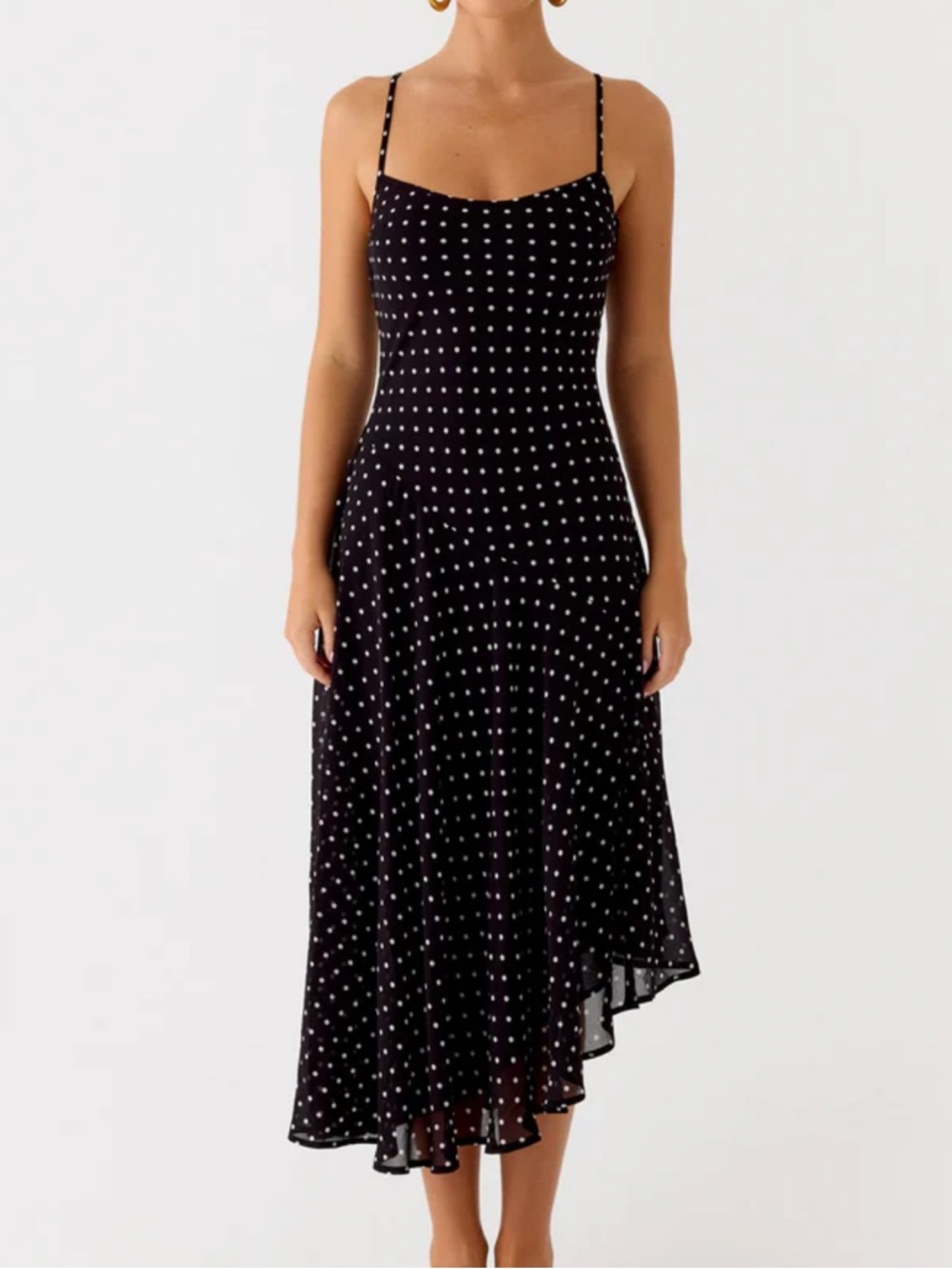 Keep You Waiting Midi Dress - Black Polkadot - Picture 4 of 5